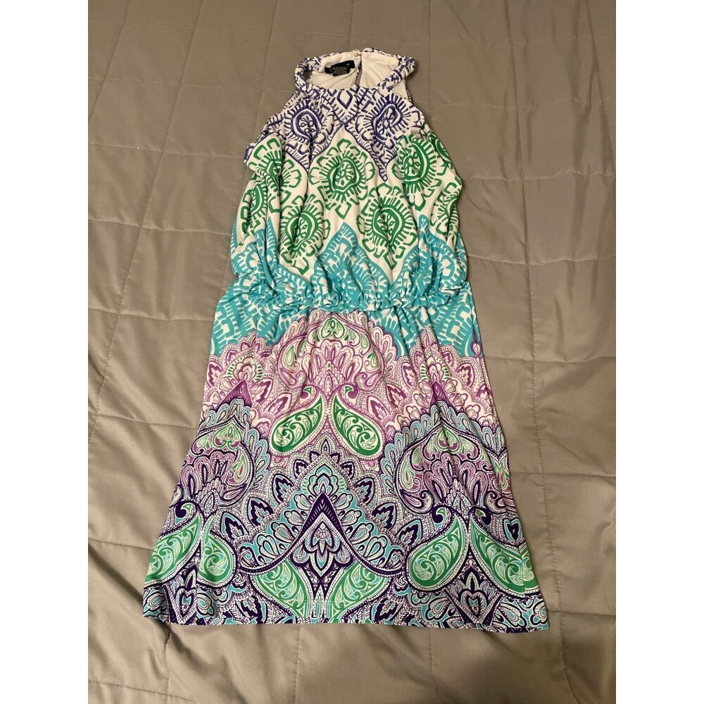 New Directions Womens Halter Dress Size 4 Multicolor Paisley Print Polyester Str